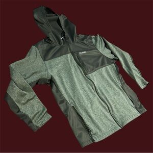 Vintage Color Block Columbia Full Zip Hoodie — Outdoor Two Tone Green